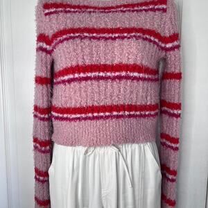Pink red striped fuzzy